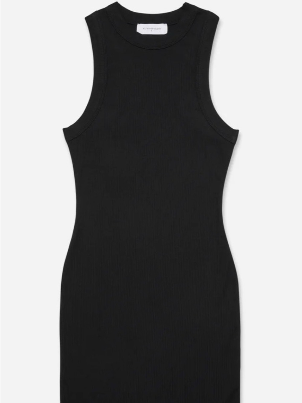 All Things Golden Ribbed High-Neck Black Mini Dress - Picture 4 of 5